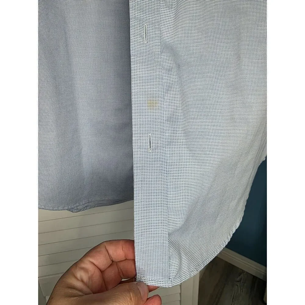 Banana Republic Shirt Mens Large L Blue Plaid Button Down Long Sleeve Non‎ Iron